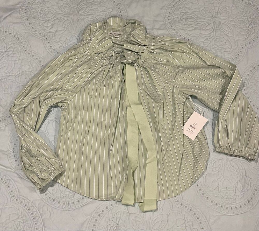 Free Assembly Green XS 0/2 Striped Blouse New
